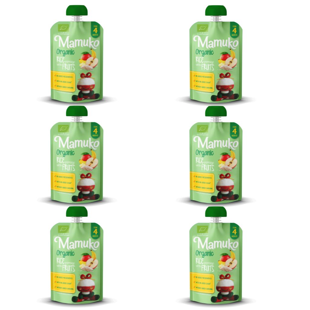 Økologisk MAMUKO risgrøt med frukt 6x100g
